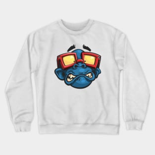 Monkey with glasses scary Crewneck Sweatshirt